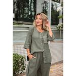 Conjunto Pérola Linho Italiano Verde Militar