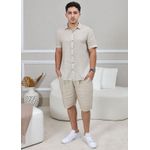 Bermuda Masculina Benício Linho Italiano Cru
