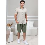 Bermuda Masculina Benício Linho Italiano Verde Militar