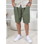 Bermuda Masculina Benício Linho Italiano Verde Militar