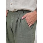 Bermuda Masculina Benício Linho Italiano Verde Militar