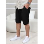 Bermuda Masculina Benício Linho Italiano Preta