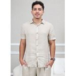 Camisa Masculina Manga Curta Davi - Linho Italiano Cru