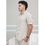 Camisa Masculina Manga Curta Davi - Linho Italiano Cru