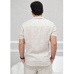 Camisa Masculina Manga Curta Davi - Linho Italiano Cru