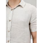 Camisa Masculina Manga Curta Davi - Linho Italiano Cru
