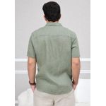 Camisa Masculina Manga Curta Davi - Linho Italiano Verde Militar
