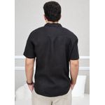 Camisa Masculina Manga Curta Davi - Linho Italiano Preta