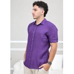 Camisa Masculina Manga Curta Davi - Linho Italiano Roxa