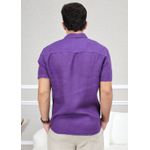 Camisa Masculina Manga Curta Davi - Linho Italiano Roxa