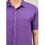 Camisa Masculina Manga Curta Davi - Linho Italiano Roxa