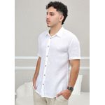 Camisa Masculina Manga Curta Davi - Linho Italiano Branca