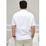 Camisa Masculina Manga Curta Davi - Linho Italiano Branca