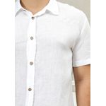 Camisa Masculina Manga Curta Davi - Linho Italiano Branca