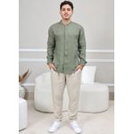 Camisa Masculina Enrico Linho Italiano Verde Militar