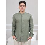 Camisa Masculina Enrico Linho Italiano Verde Militar