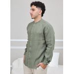 Camisa Masculina Enrico Linho Italiano Verde Militar