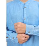 Camisa Masculina Enrico Linho Italiano Azul Hortênsia