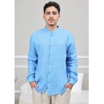 Camisa Masculina Enrico Linho Italiano Azul Hortênsia