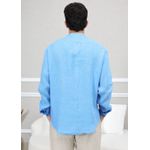 Camisa Masculina Enrico Linho Italiano Azul Hortênsia
