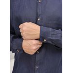 Camisa Masculina Enrico Linho Italiano Azul Marinho