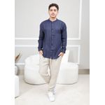 Camisa Masculina Enrico Linho Italiano Azul Marinho