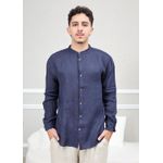 Camisa Masculina Enrico Linho Italiano Azul Marinho