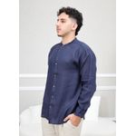 Camisa Masculina Enrico Linho Italiano Azul Marinho