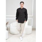 Camisa Masculina Enrico Linho Italiano Preta