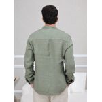 Camisa Masculina Manga Longa Samuel - Linho Italiano Verde Militar