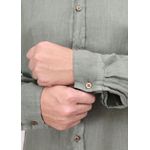 Camisa Masculina Manga Longa Samuel - Linho Italiano Verde Militar