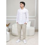 Camisa Masculina Manga Longa Samuel - Linho Italiano Branca