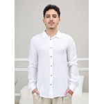 Camisa Masculina Manga Longa Samuel - Linho Italiano Branca