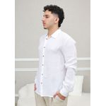 Camisa Masculina Manga Longa Samuel - Linho Italiano Branca