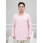 Camisa Masculina Manga Longa Samuel - Linho Italiano Rosa Bebe