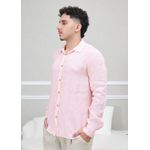 Camisa Masculina Manga Longa Samuel - Linho Italiano Rosa Bebe