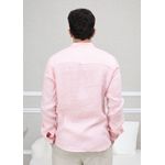 Camisa Masculina Manga Longa Samuel - Linho Italiano Rosa Bebe