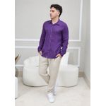 Camisa Masculina Manga Longa Samuel - Linho Italiano Roxa
