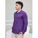 Camisa Masculina Manga Longa Samuel - Linho Italiano Roxa