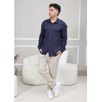 Camisa Masculina Manga Longa Samuel - Linho Italiano Marinho