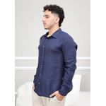 Camisa Masculina Manga Longa Samuel - Linho Italiano Marinho