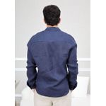 Camisa Masculina Manga Longa Samuel - Linho Italiano Marinho