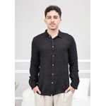 Camisa Masculina Manga Longa Samuel - Linho Italiano Preta