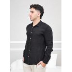 Camisa Masculina Manga Longa Samuel - Linho Italiano Preta