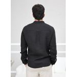 Camisa Masculina Manga Longa Samuel - Linho Italiano Preta