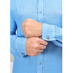 Camisa Masculina Manga Longa Samuel - Linho Italiano Azul Hortênsia