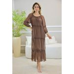 VESTIDO HANNA SEDA MARROM