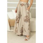 Saia Stella Linho BEGE ESCURO