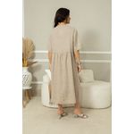 Vestido Charme Linho BEGE ESCURO