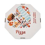 Caixas De Pizza Oitavada Fotográfica Tam. 25 - Branca - Pct 50 Und